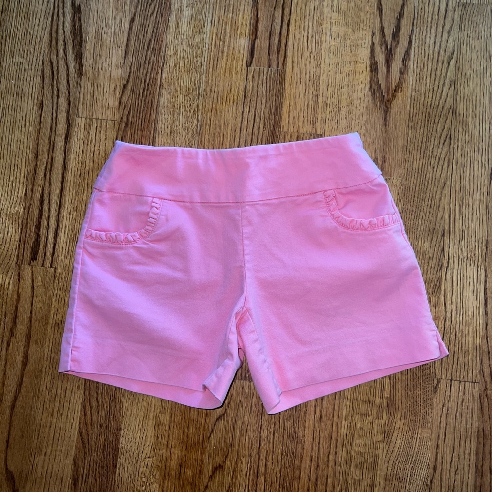 Pink Crown & Ivy pull-on shirts, size 2, 66% cotton, 31% polyester, 3% spandex